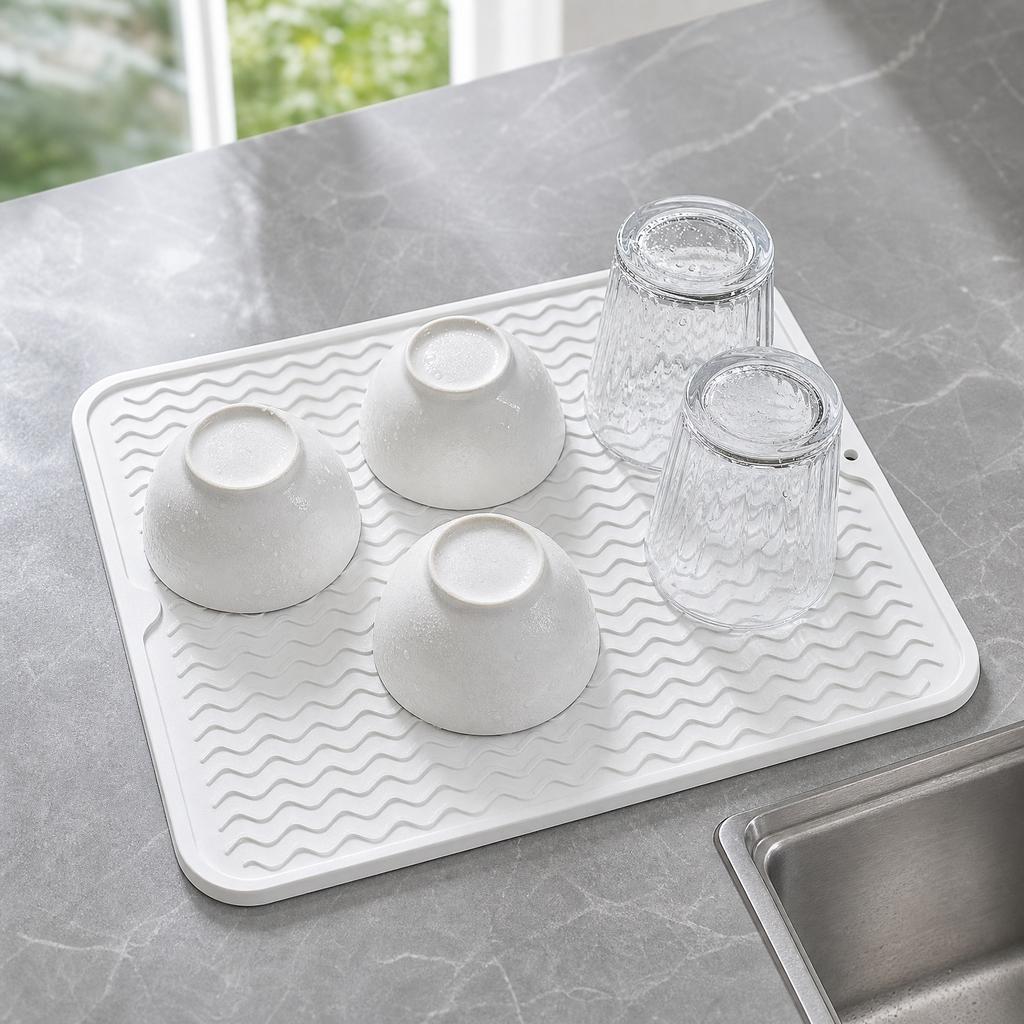 High Temperature Resistant Drying Mat Heat Resistant Silicone Dish Drying Mat Non Slip Kitchen Mat for Draining Dishes and Utensils