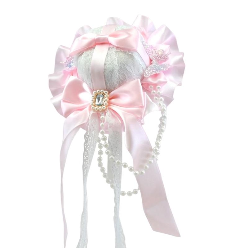 Elegant Anime Butterfly Bows Hair Accessory Costume Headpiece Hair Decoration With Lace For Cosplay And Daily Wear