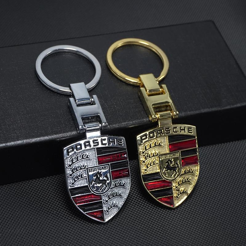 Car Emblem Keychain H Buckle Double-sided Key Ring Gift For Porsche 918 911 718 Taycan Panamera Cayenne Boxster Cayman Accessory