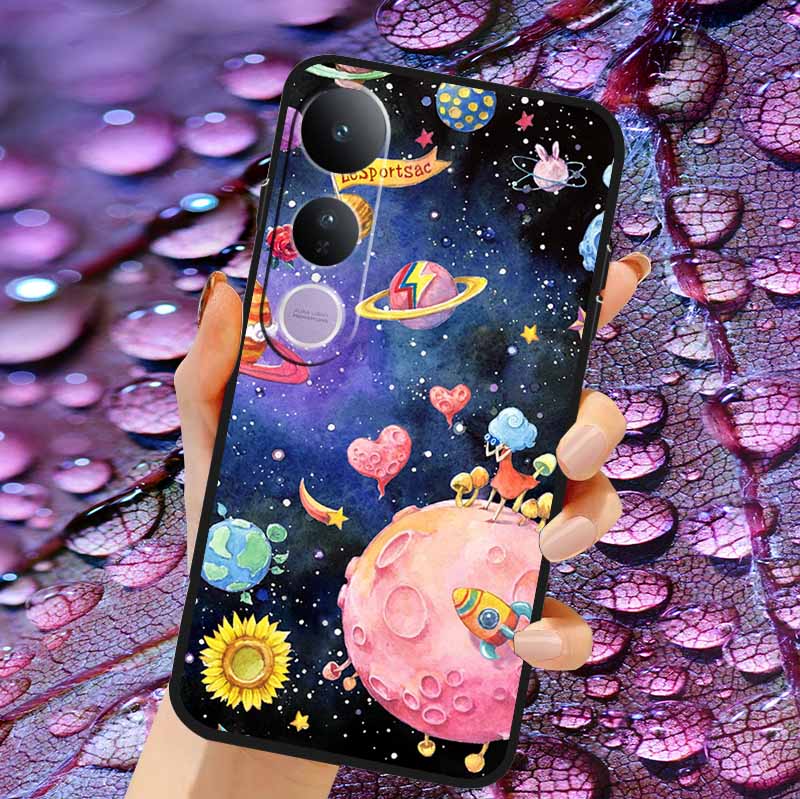 Case For Vivo V50 Lite Soft 3D Flower Relief Emboss Silicone Covers for Vivo V 50 Lite 4G 5G V50Lite Soft Capa Protective Casing