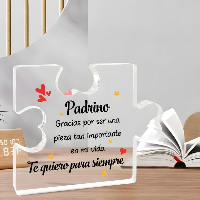 2D Flat Christmas Gift Godfather Baptism Acrylic Puzzle Decoration Plaque, Suitable for Wall Decoration, Porch, Room, Villa, Accents Home, Hallway, or