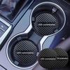 Car Carbon Fiber Door Slot Mat Set - Leather & Suede Anti-Skid Cup Holder Inserts for Decoration & Protection.