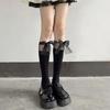 Lace, Calf Socks Mesh Black Silk Stitching Bow Calf Socks Transparent Tube Socks Tulle Velvet Socks
