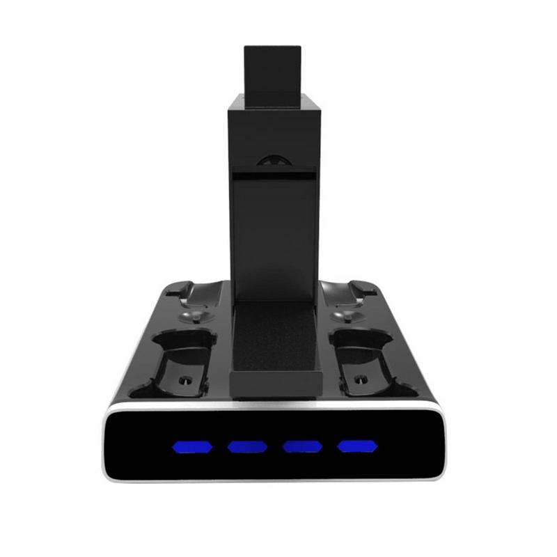 For PS VR2 Charging Station Display Stand with LED Light Controller Charger Compatible with Playstation 5 Gamepad Handle VR Headset