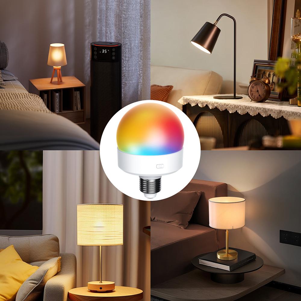 E27 USB Control Rechargeable LED Smart Bulb Color Temperature 15 Brightness Levels RGB Timer Function with Remote Controller