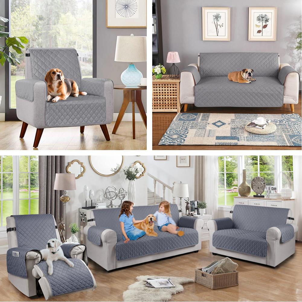 Sofa Covers Water Resistant Couch Cover Reversible Furniture Protector with Non-slip Elastic Straps for Kids Dogs Sofa Slipcover