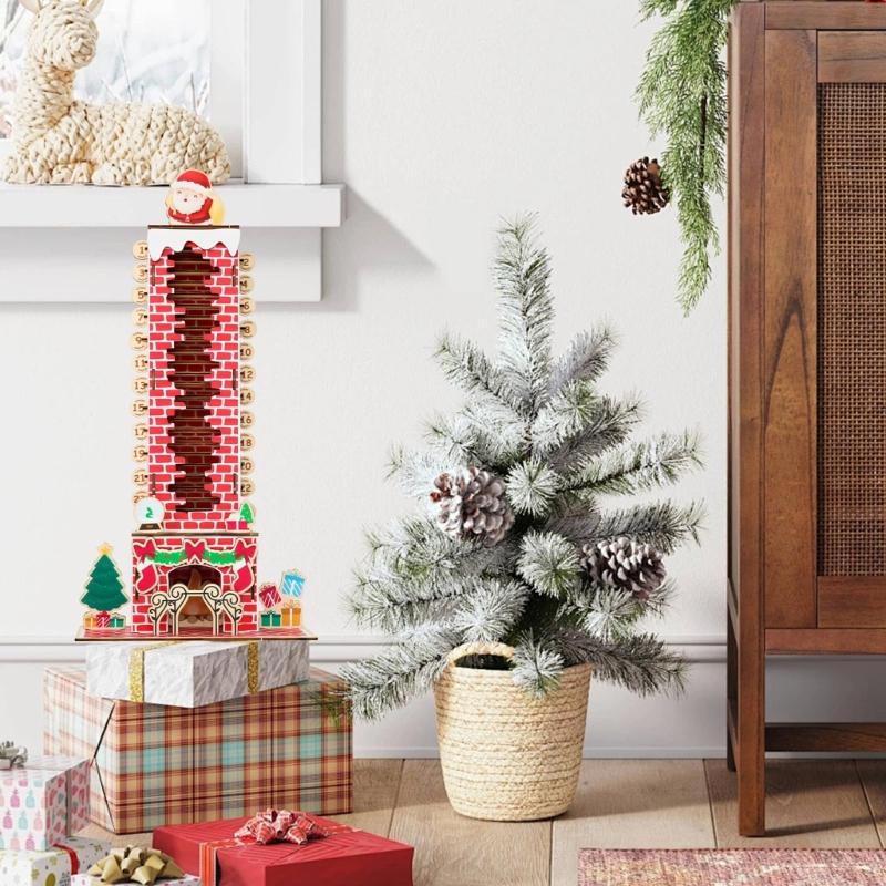 

Wooden Santa Chimney Advent Calendar 24 Day Christmas Countdown Decoration For Home Holiday Party Supplies X3UC CN