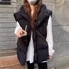 Fashion Waistcoats Solid  Cotton Vest Jacket  Women Autumn Winter Hooded Waistcoat Warm Thicken Cotton Sleev