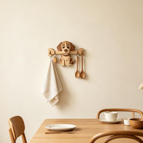 Colgador de llaves, Montado en la pared, Diseño sin perforaciones, con Gancho de almacenamiento con forma de perro de dibujos animados, Portallaves resistente, a prueba de humedad, que ahorra espacio, para el hogar, la cocina