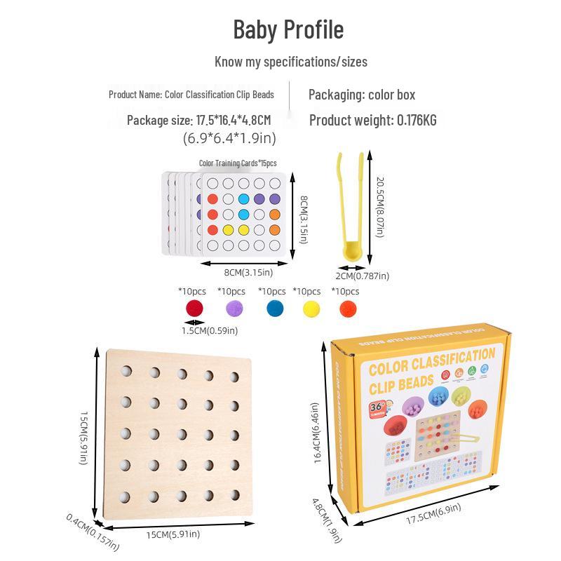 Montessori Color Matching Bead Clamps for Math and Number Recognition Fine Motor Skills Training.