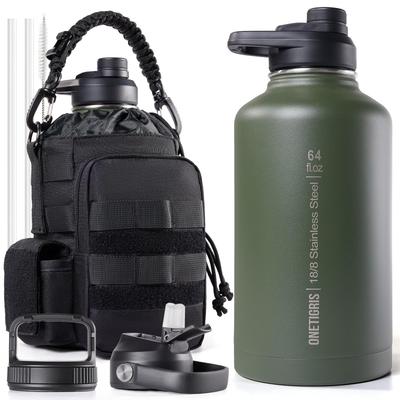 OneTigris Edelstahl-Wasserflaschen-Set mit Vakuum Hält warm oder Enthält 3 Ersatz 2 und 1 Weit Einfach zu Geeignet für Outdoor die und Pendeln