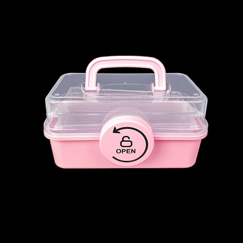 1Pc Children'S Hair Accessory Storage Box With Three Layers And Foldable Hand-Held Accessories Desktop Storage Box Nail Art Box