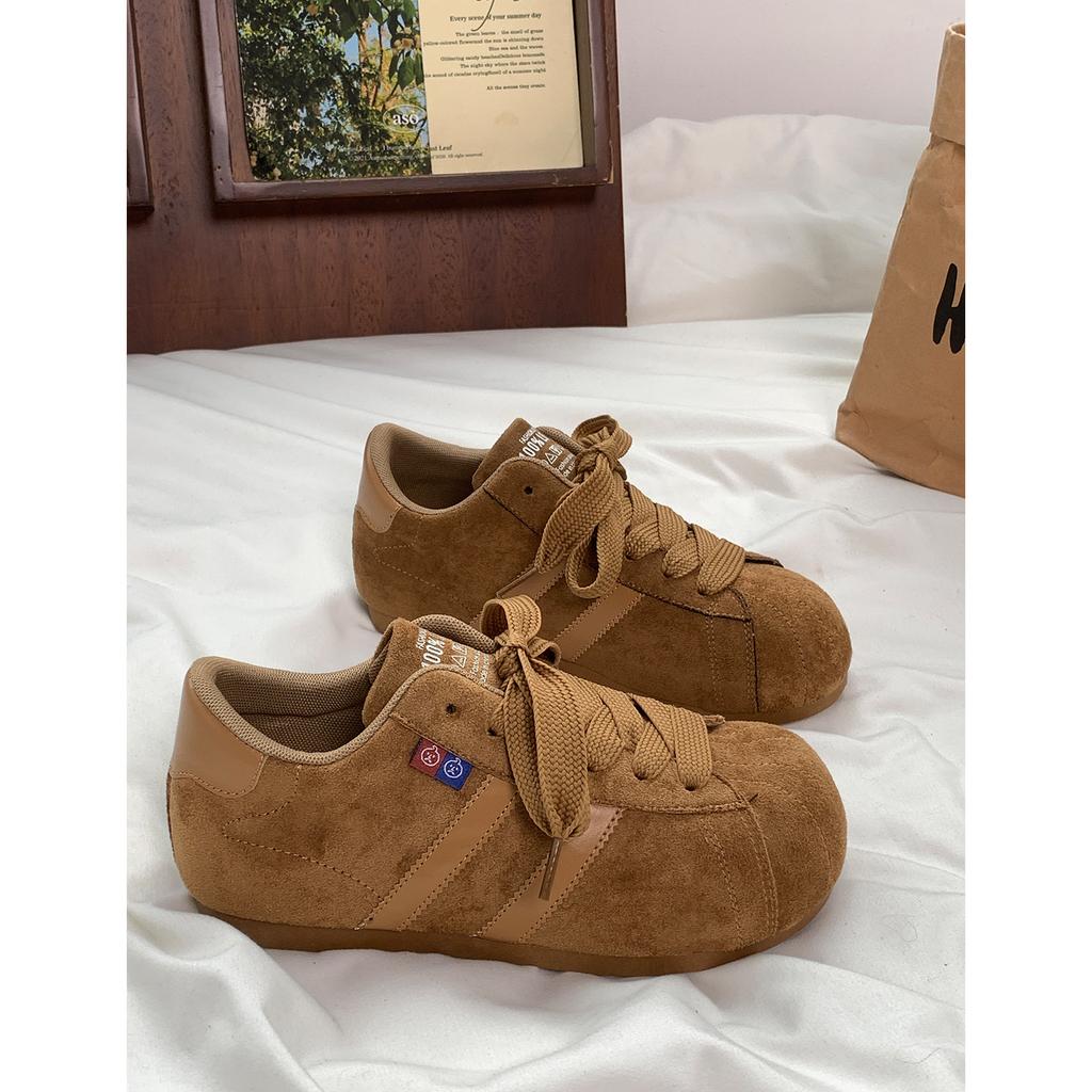 Ugly Cute Round Head Platform German Training Shoes Women's 2025 Autumn New Inner Height-increasing Board Shoes Casual Versatile Sports Forrest Gump