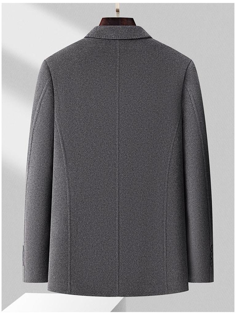 Men's Double-Sided Wool Casual Suit with Detachable Down Liner, Single-Breasted, Ideal for Autumn/Winter, Suitable for Middle-Aged and Young Men