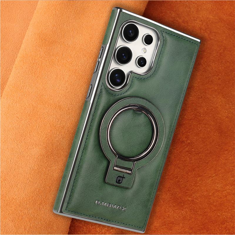 Samsung S23ultra Mobile Phone Case Is Suitable for Galaxy24 + Business Bracket, Magnetic Suction 24u Anti-drop All-inclusive 23 Leather Case.