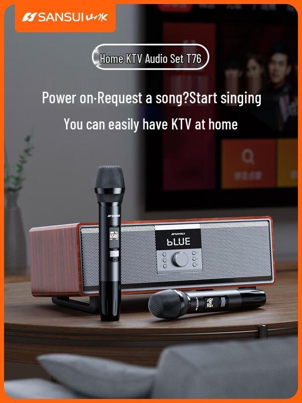 SANSUI T76 Home KTV Audio System with Dual Microphones CN Plug (adapter Included)