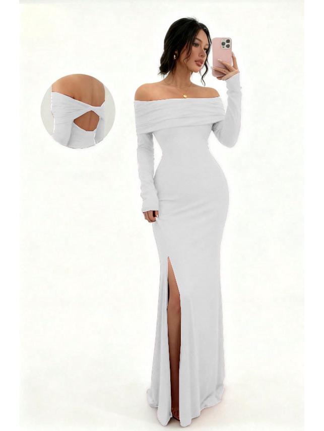 2026 Women's Solid Color Fashionable Long Sleeve Maxi Dress - New Summer Arrival