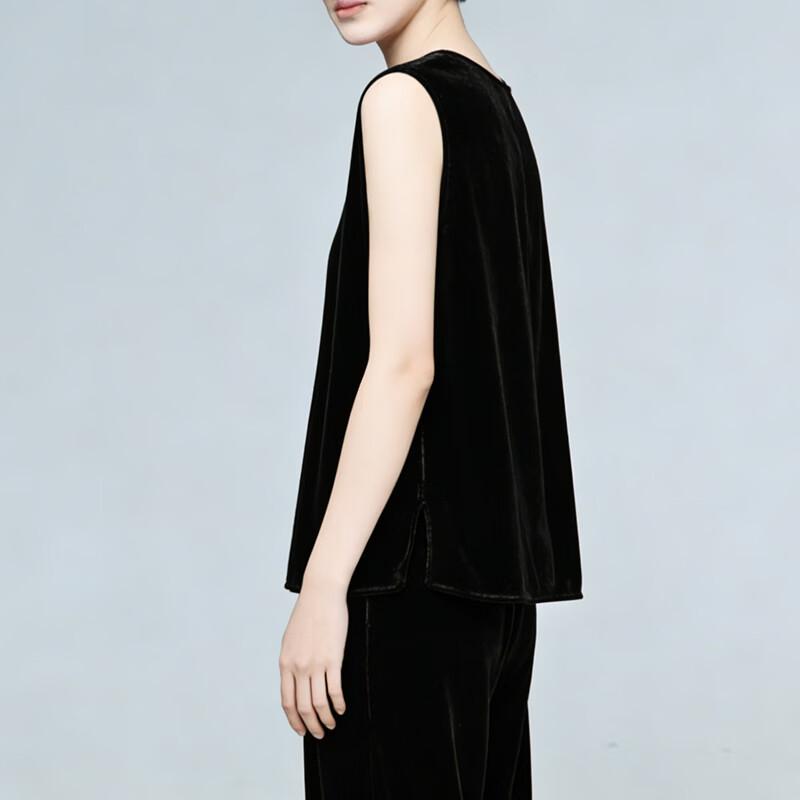 Women's Mulberry Silk Velvet V-Neck Sleeveless Top