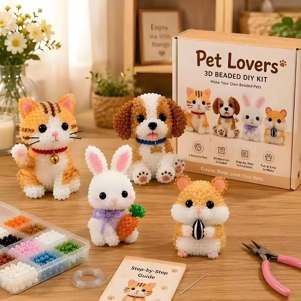4 pezzi Kit Artigianato con Perline Animali Creativo Kit Tessitura con Perline Nuovo Set Perline Animali Domestici Attività Fai da Te