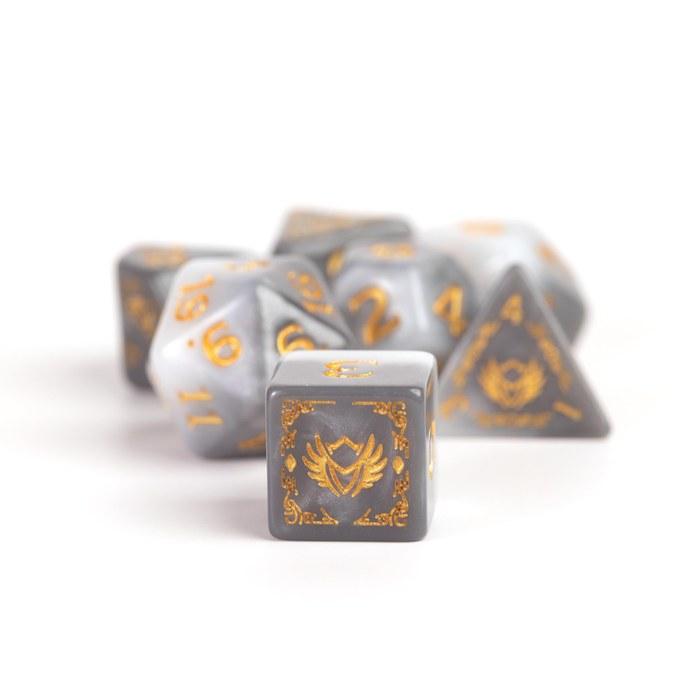 D&D Adventure Dice (Paladin Class: White) Gray 16mm or 19mm