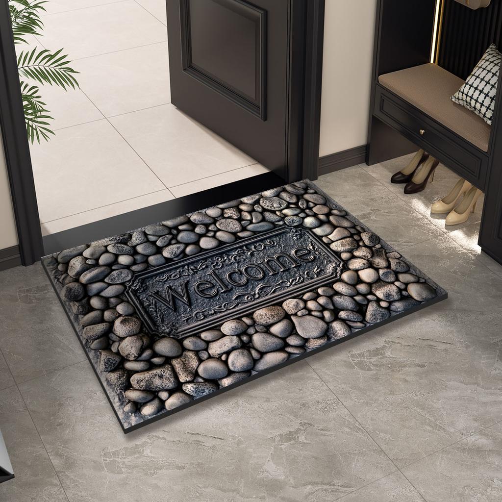 Vintage Welcome Doormat Entrance Door Mat Outdoor Front Room Rugs Foot Mat Hallway Carpet Floor Bathroom Bath Mats Washable