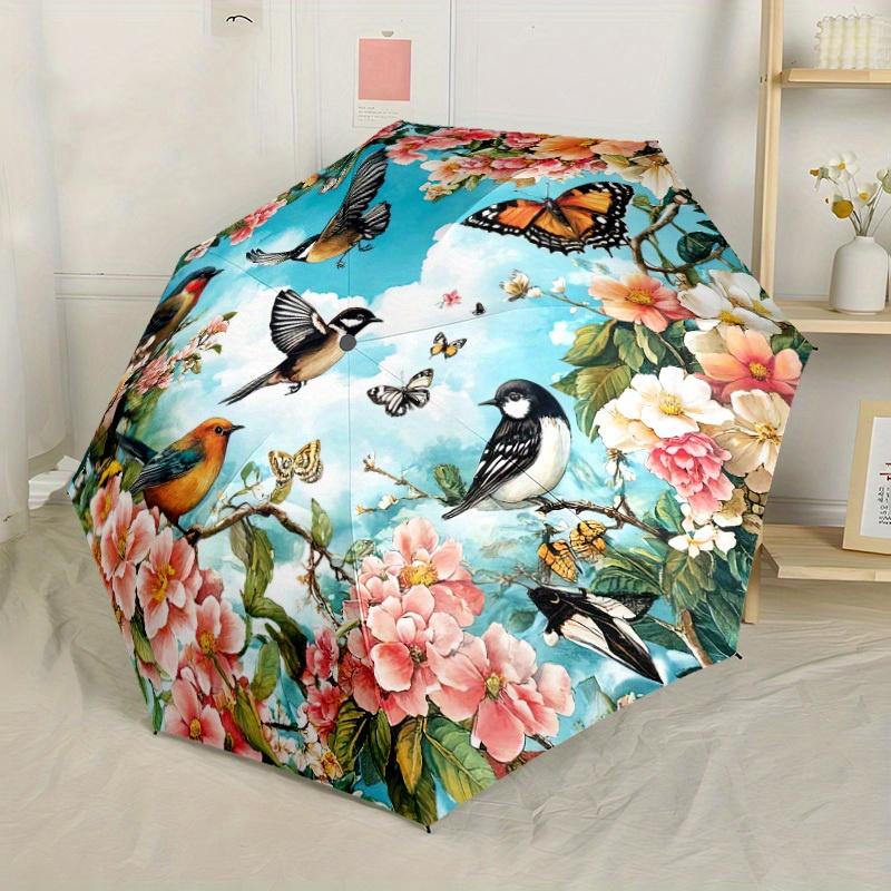 1pc Spring Blossoms Automatic Folding Umbrella Lightweight Retractable Design for Outdoor AdventuresT16