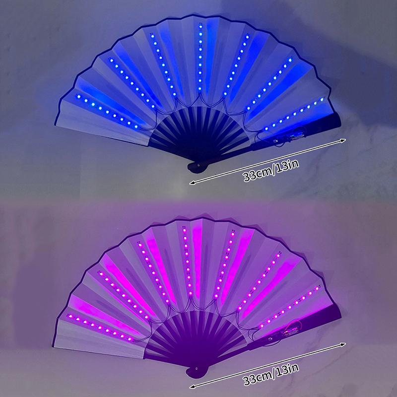 Glow Folding Led Fan Led Glasses Dancing Light Fan Night Show Halloween Christmas Rave Festival Accessories Glow Party Supplies