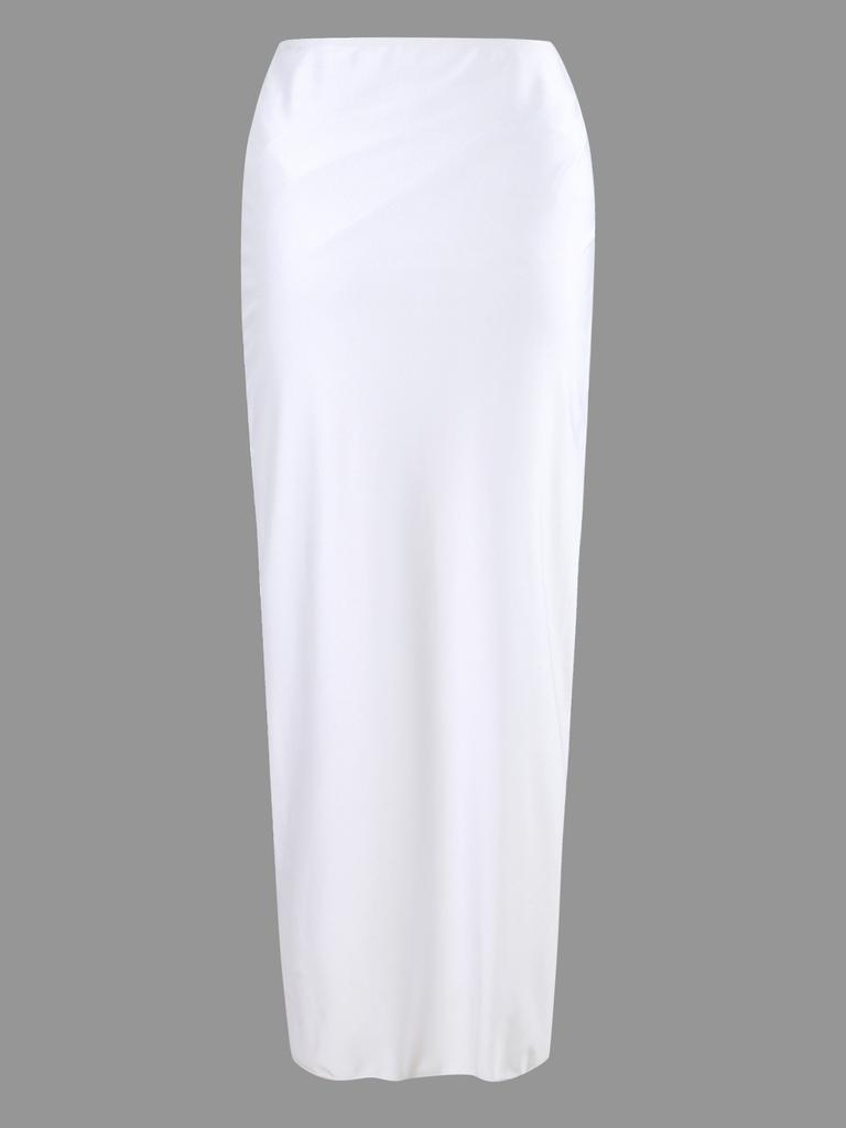Hot Girl Style Bandeau Two Piece Bikini With Long Skirt Three Piece High Cut Swimsuit Elegant For Vacation