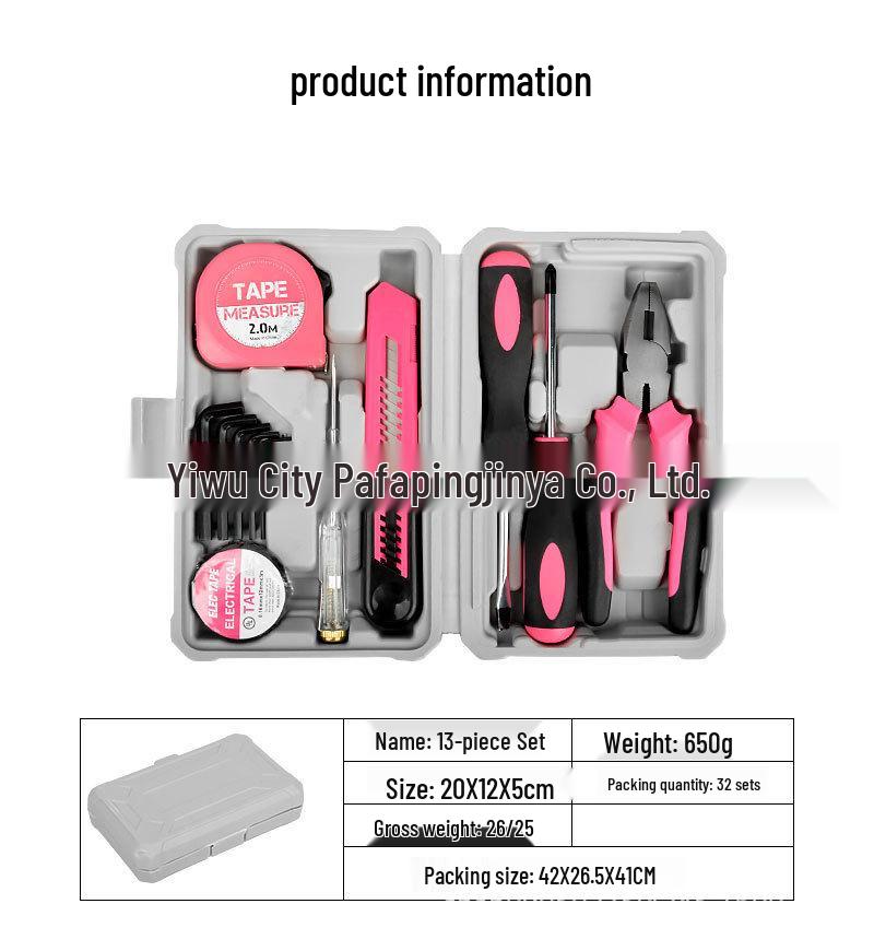 Multifunctional Pink Tool Box: Comprehensive Home Repair Set