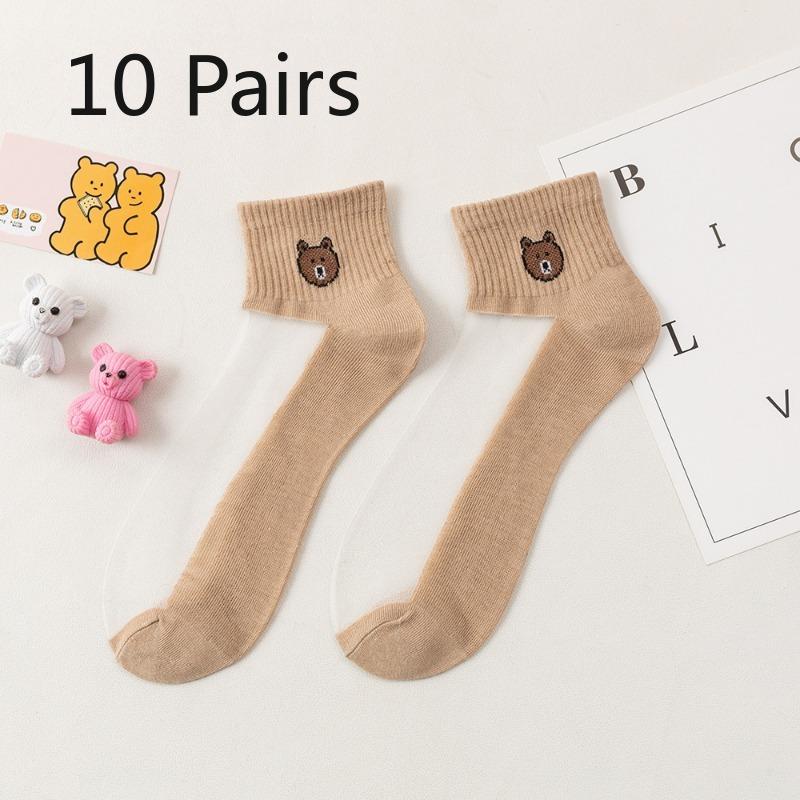 

10 пар женских летних тонких прозрачных сетчатых дышащих носков из кристального шелка 10 Pairs кофейный