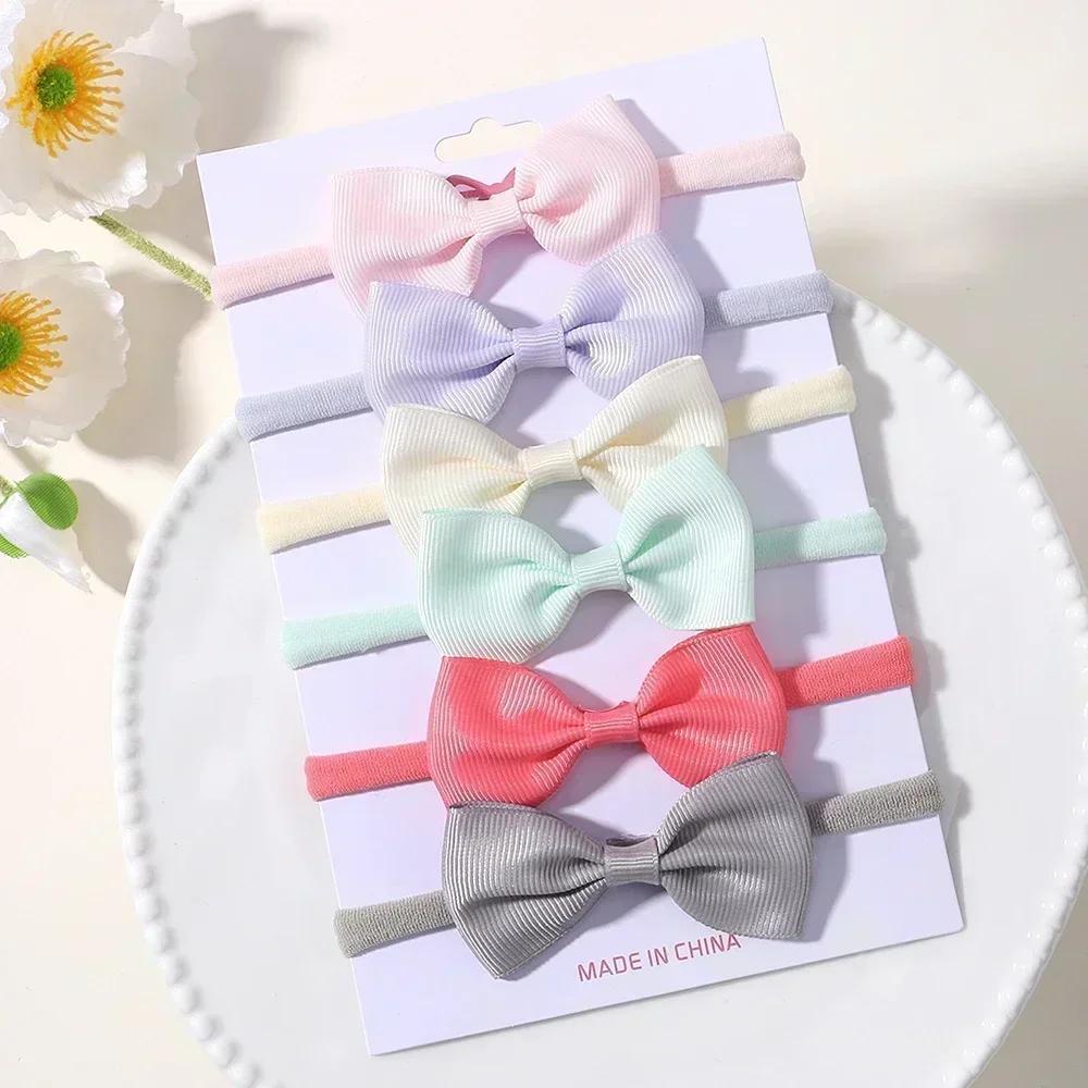 6Pcs/Set Sweet Colorful Ribbon Bowknot Elastic Headband for Baby Girls Ties Headwear Infant Kid Hair Accessories Diademas Gifts
