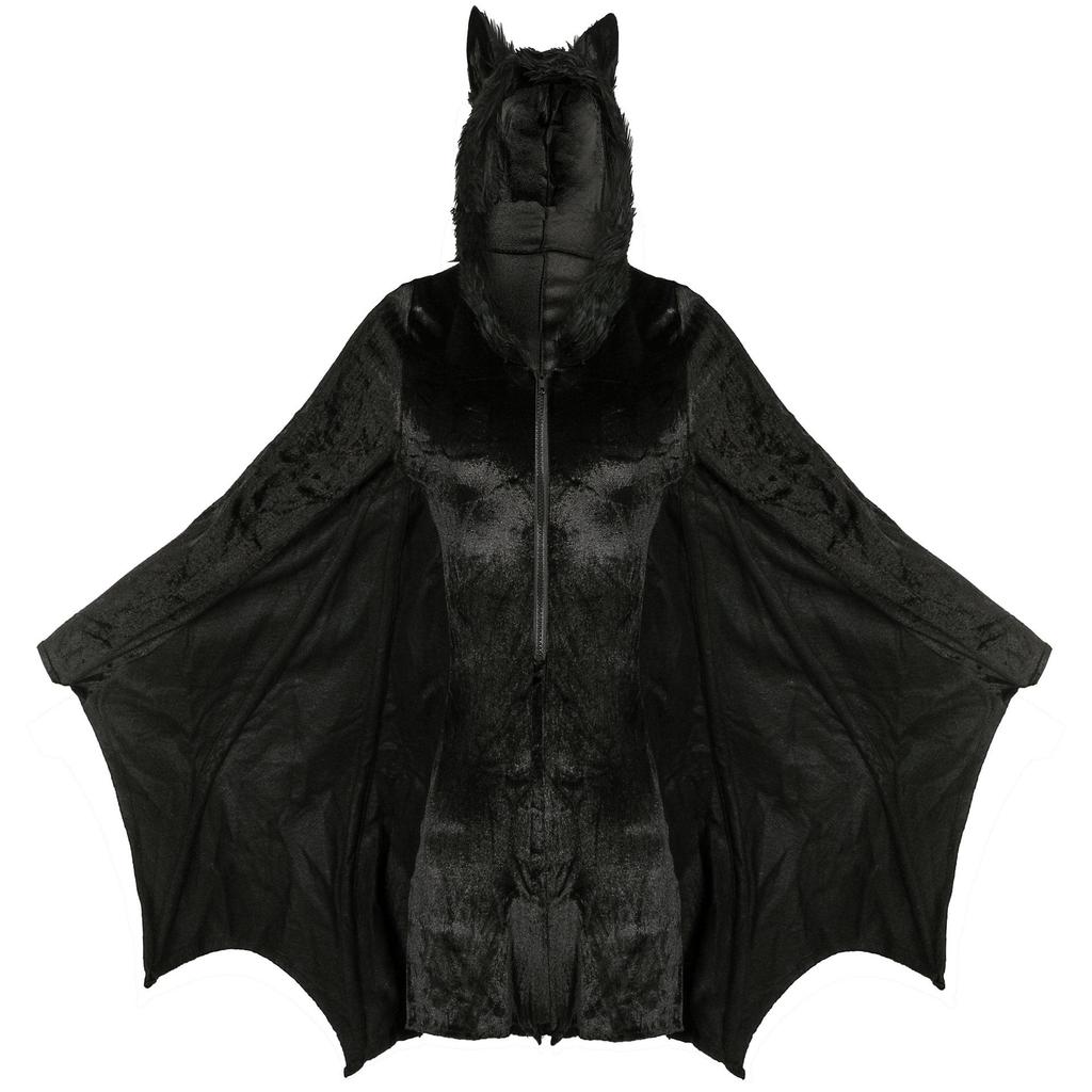 Plus Size Adult Halloween Bat Costume - Vampire Witch Jumpsuit (S-4XL)