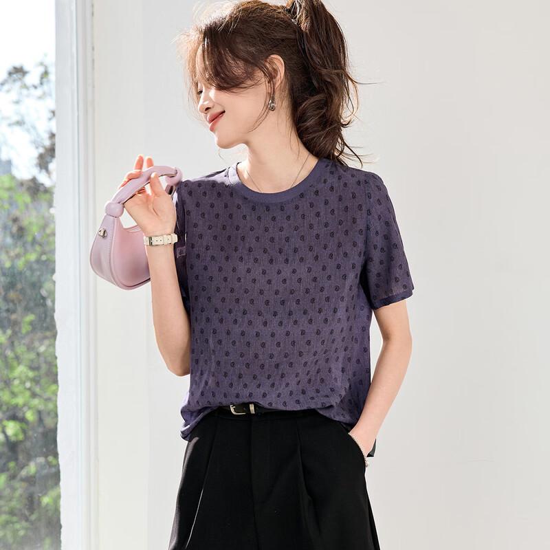 Women's Mulberry Silk Polka Dot T-Shirt