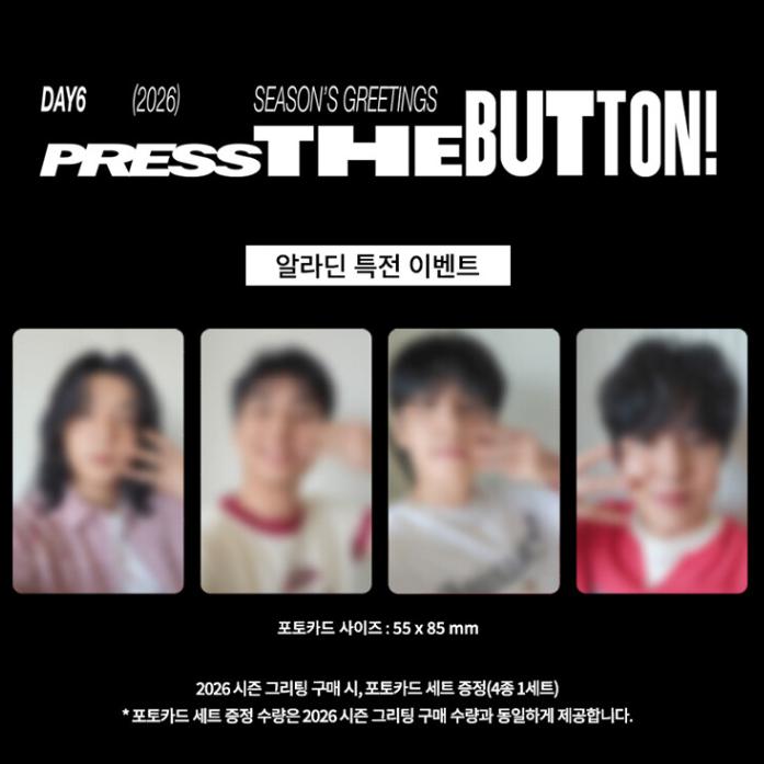

Pre-order DAY6 2026 Season s Greetings PRESS THE BUTTON & SHOP POB Aladin POB