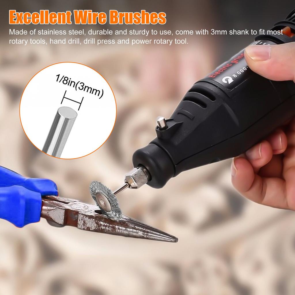 36pcs Brass Wire Wheel Brush Kit For Drill Polishing Attachment Rotary Tools Accessories For Cleaning Rust Removal