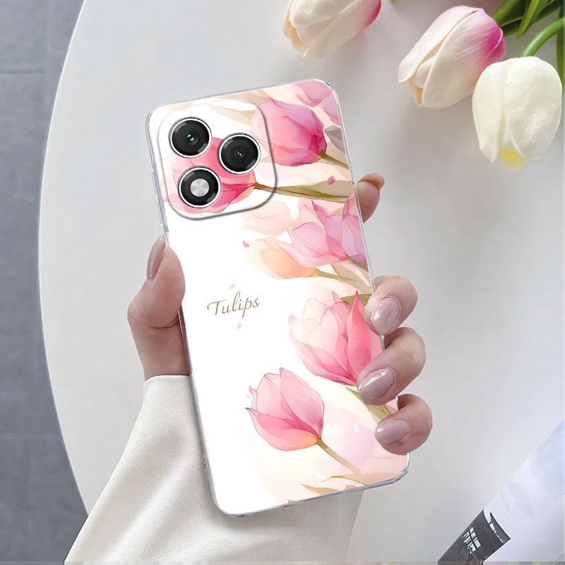 For Honor 400 Lite  Case Luxury Fashion Clear Phone Case For Honor 400 Pro Marble Flower Transparent Soft Silicone Protect Cover