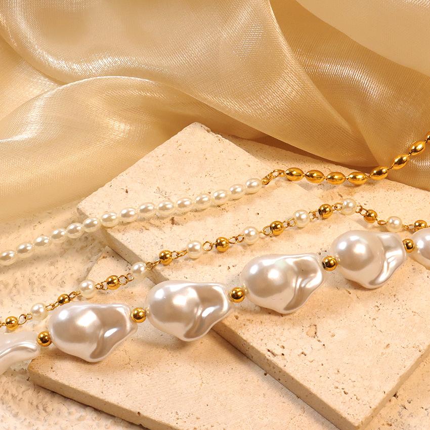 French Vintage Large Irregular Baroque Pearl Necklace Ot Lock Exaggerated Necklace Cuban Chain Jewelry