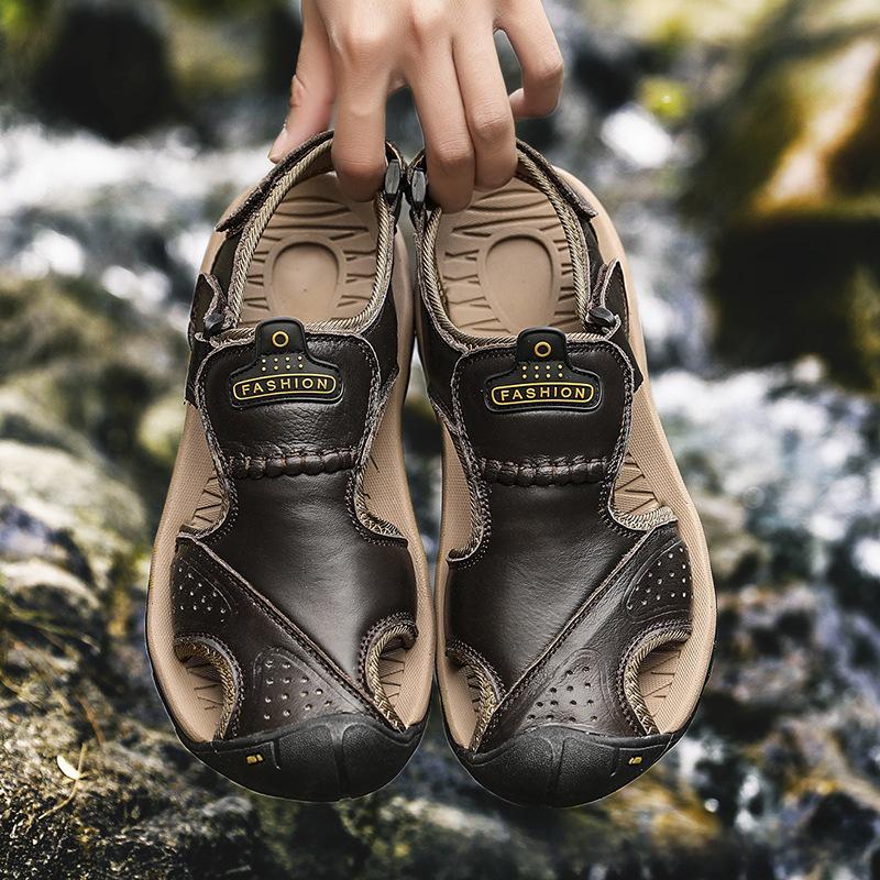 Herren Große Rindsleder Baotou Sandalen - Sommer Atmungsaktive Sport Outdoor Strandschuhe