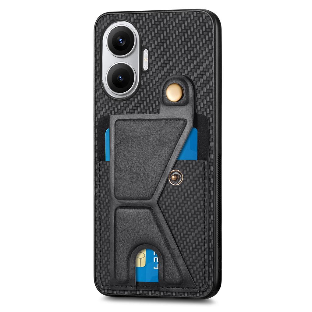for POCO F7 Case Magnetic Wallet Card Holder Carbon Fiber Cover Texture Case for Xiaomi POCO X7 Pro Redmi Turbo 4Pro Stand Cover