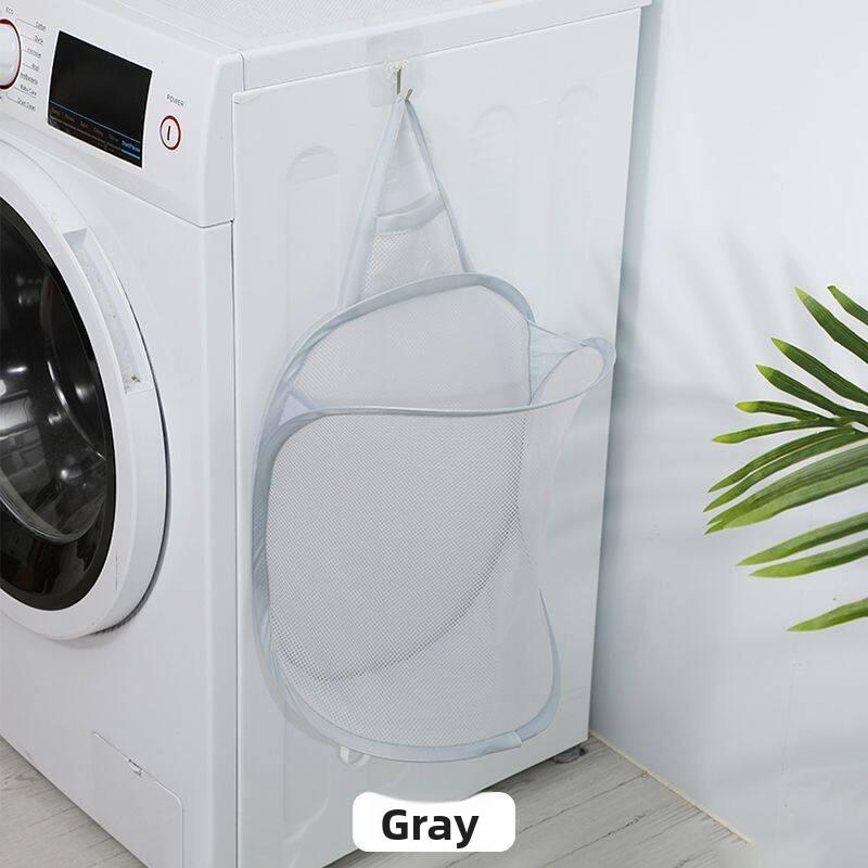 Foldable Wall-mounted Dirty Clothes Basket, Net-woven Laundry Basket Bathroom Hanging Large-capacity Dirty Clothes Bin, Simple Clothing Storage Basket