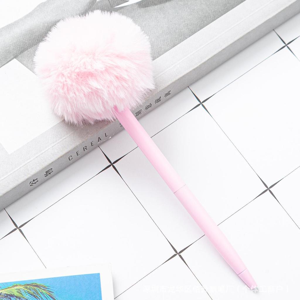 Stylo Bille Pompon Flamant Rose Dessin Animé - Stylo Peluche Mignon et Créatif pour le Bureau