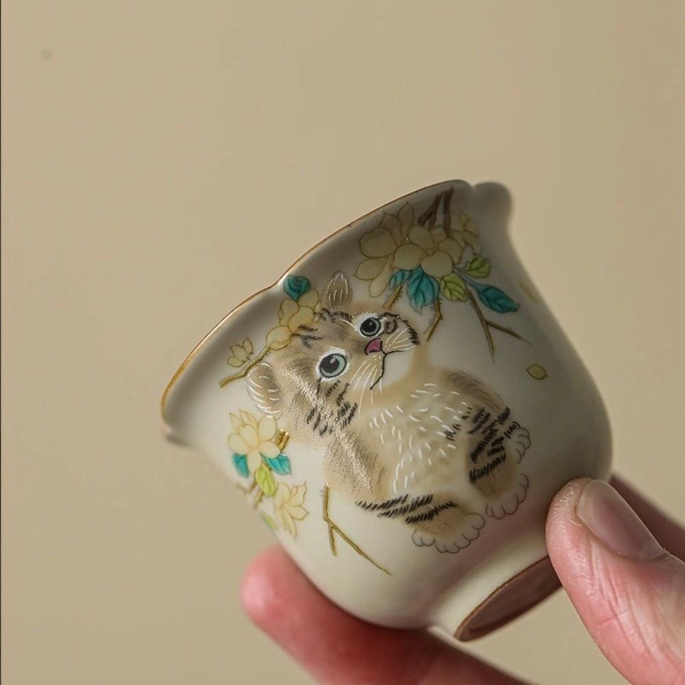 Exquisite Cat Tea Tureen Ceramic Cover Bowl Tea Items Tea Items Ru Kiln Gaiwan  Hotel