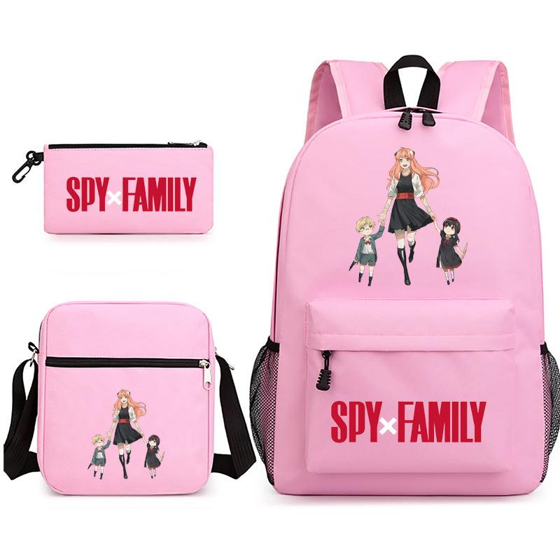Spy Play House, Animation Periphery Backpack Student Schoolbag Satchel Pencil Case Three-Piece Set