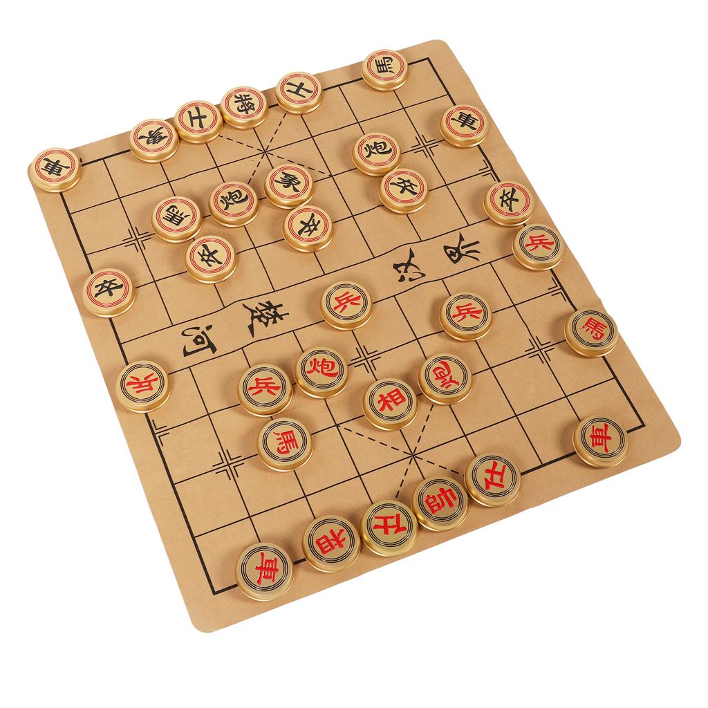 Aluminum Alloy Xiangqi Chinese Chess Set Portable Chinese Chess Set with Folding Board