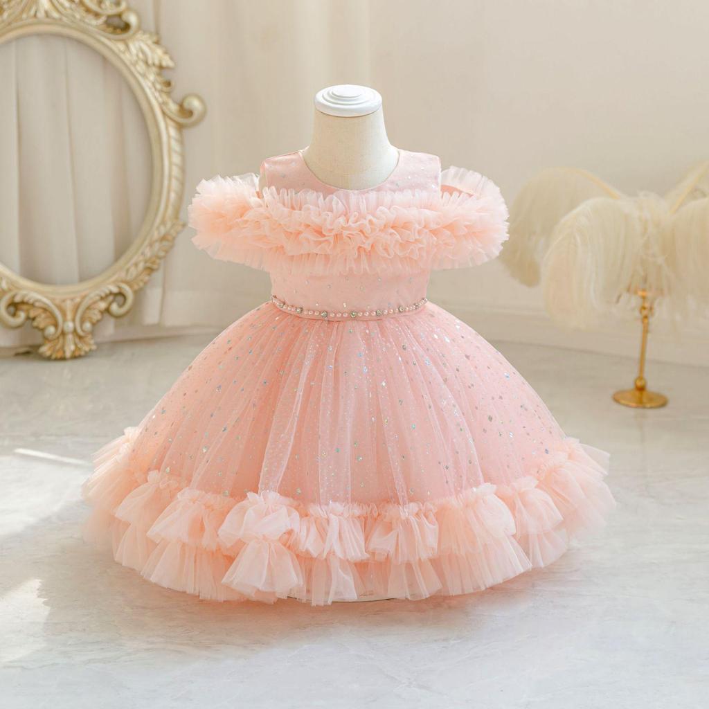 Mädchen Prinzessin Hochzeitskleid 1-5 Jahre Baby Mädchen Mesh Baumwolle Geburtstagsparty Kleider Kinder Mädchen Kleid Kinder Ballkleid Kostüm