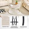 Round Coffee Table with Wood-Look Top and Metal Frame, Modern Living Room Table with Geometric Iron Frame, Sturdy Round Side Table, approx. 70x40.5 cm