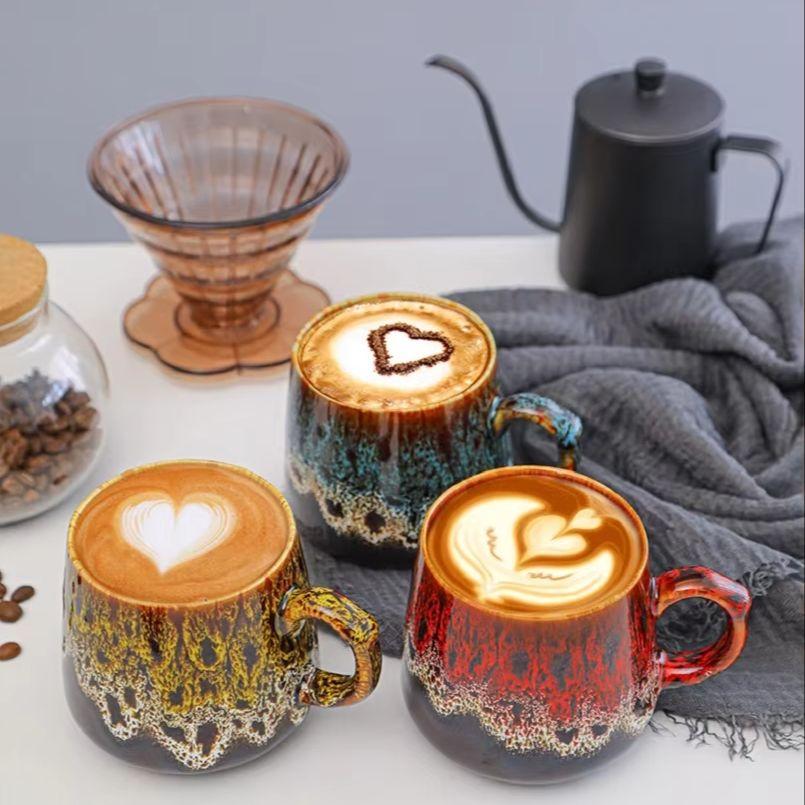 Heavy Colorful Coffee Mugs 300-350ml Handle Ceramic Tea Cup