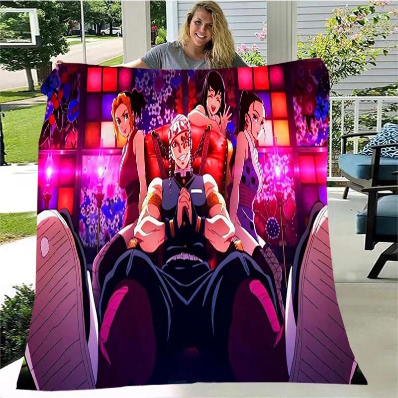 Moda Ghost Blade Stampa 3D Personaggio dei Fumetti Kamado Nezuko Sfondo Ragazza Regalo Coperta Letto Divano Coperta da Viaggio Campeggio