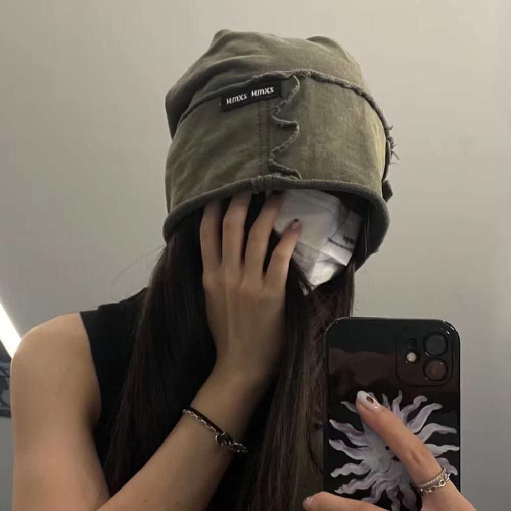 Solid Color Bonnet Hat Thickened Washed Bowler Hat Fashion Beanie Cap  Women Men