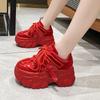 Zapatos Casuales de Otoño Transpirables de Suela Gruesa Zapatillas Deportivas de Cuero Grueso para Mujer Plataforma Alta de 8 cm Zapatos Deportivos